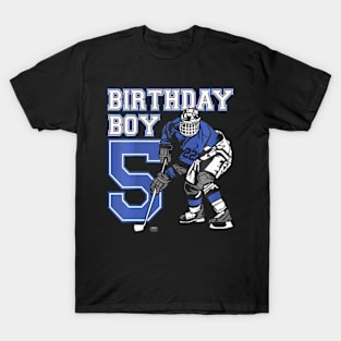 Kids 5 Year Old Ice Hockey Themed Birthday Party 5Th Boy T-Shirt